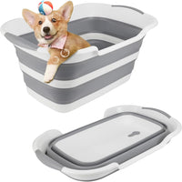 Collapsible Dog Bathtub, Portable Pets Bathing Tub for Puppy Cats, Gray – Essentials for Dogs - Medium / Grey