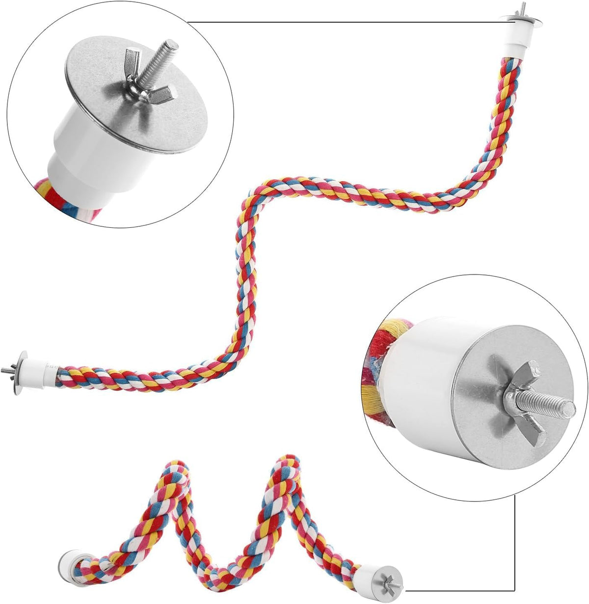 Bird Rope Perches,Parrot Toys 33 inches Rope Bungee Bird Toy[1 Pack] – Essentials for Birds - 48 inches - image 3