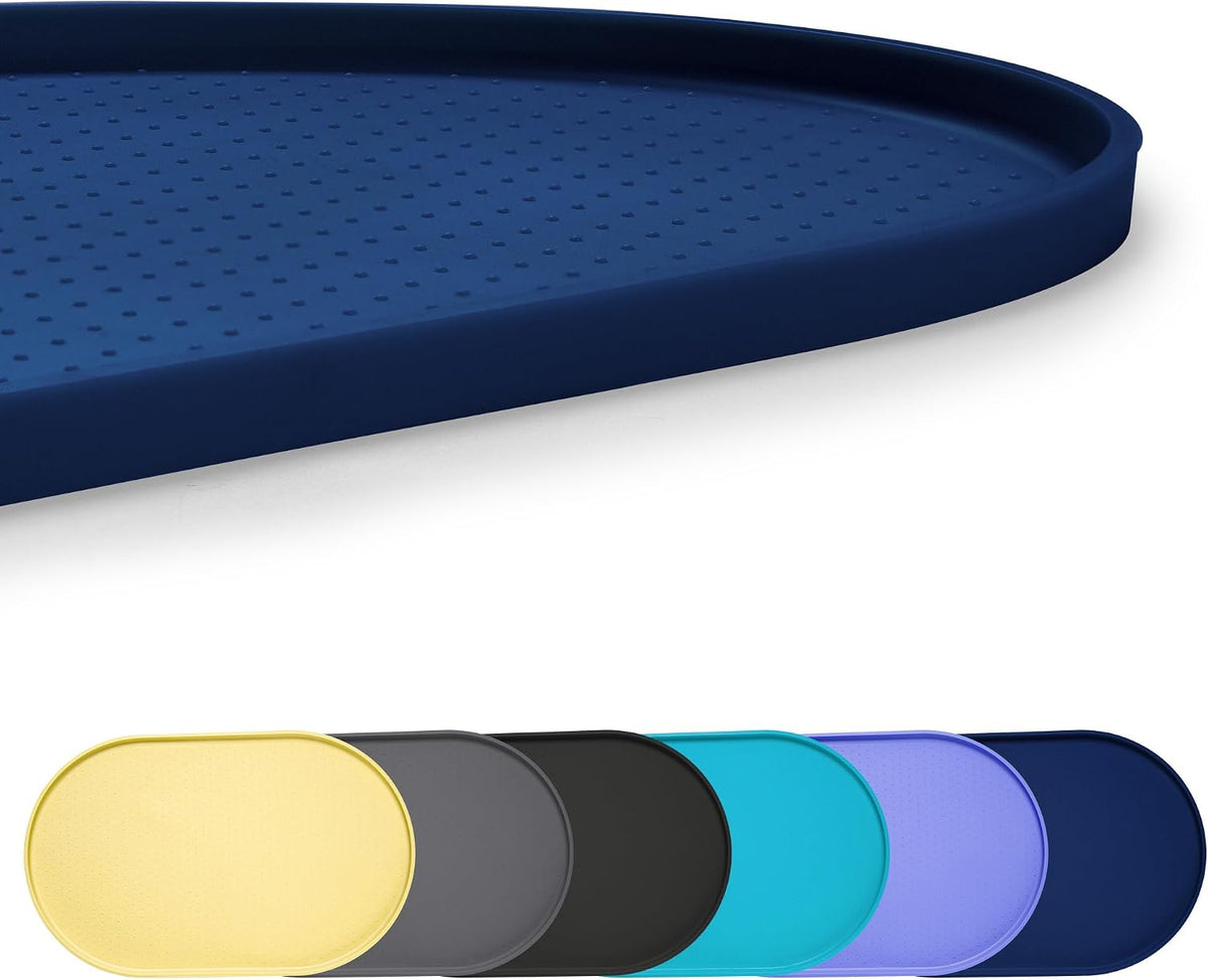 100% Waterproof 0.5" Raised Edge BPA Free Silicone Dog Food Mat - 24x16x0.5 Inch / Navy