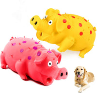 3-Pack Squeaky Pig Dog Toys - Pink, Yellow