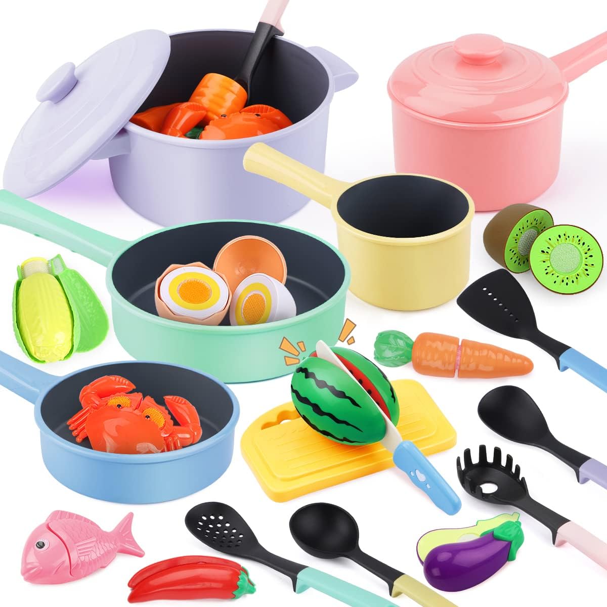 GILOBABY Kids Play Kitchen Accessories - Pink