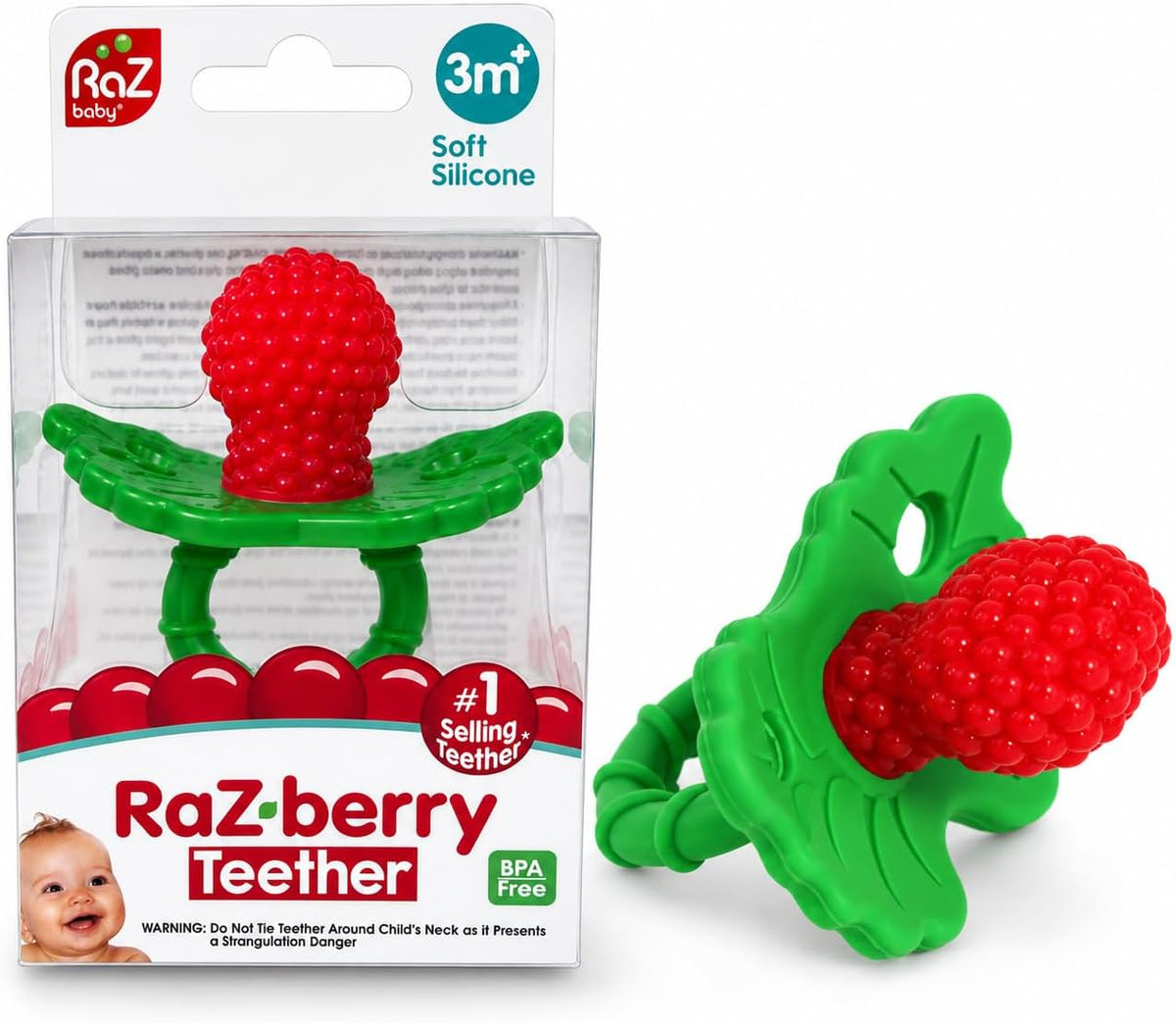 RaZbaby RaZberry Silicone Baby Teether Toy - Red / 1 Count (Pack of 1)