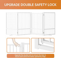 Full Metal Freestanding Dog Gate with Door, 32''Height Foldable Pet Dog Fence for Indoor & Outdoor, 4 Panels Extra Wide Free Standing TallDog Gates for Doorways,House,Stairs,Porch,Deck,Yard