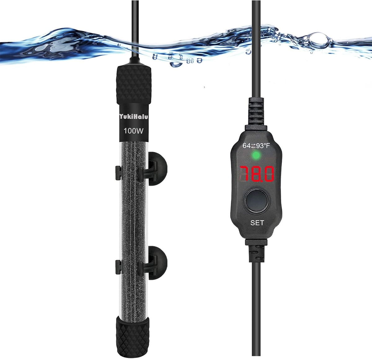 YukiHalu Small Submersible Aquarium Heater - 100 Watts