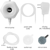 hygger Ultra Silent 1.5W Fish Bowl Aqaurium Mini Air Pump - White - image 2