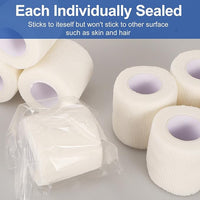24 Pack White Self Adhesive Bandage, 2” x 5 Yards Medical Wrap, Cohesive Bandage Wrap, White Tape Baseball, Self Stick Bandage Tpae, First Aid Gauze for Ankle, Leg, Arm