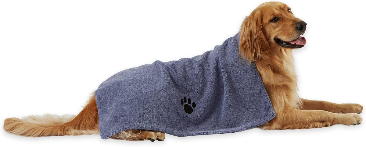 Bone Dry Pet Grooming Towel Collection Absorbent Microfiber X-Large - Stonewash Blue / 41x23.5"