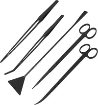Mandala Crafts Black Stainless Steel Aquascaping Tools Kit – Aquarium Plant Tools with Tweezers, Spatula, and Scissors for Fish Tanks, Hospital Tanks, Goldfish Bowls, Aquariums, and Terrariums