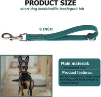 Short Dog Leash - 9 Inch Dogs Lead Grab Tab Heavy Duty Waterproof PVC Dog Training Traffic Leashes - 9'' / Tea Green - image 2
