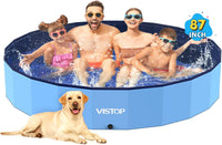 VISTOP Extra Large Foldable Dog Pool XXL - 4XL- 87" x 16" / Blue