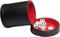 PU Leather Dice Cup Purple Velvet Lined Quiet Shaker with Lid - Red