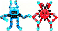 Transformable Fidget Spinner Toys for Kids and Adults - 1 Blue+1 Red