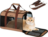 BELLA & PAL Cat Carrier Travel Bag, Airline Approved Lightweight Cat Carrier, Soft Sided Pet Carrier for Puppy Dogs Up to 18lbs, Collapsible Kitten Bag with Removable Waterproof Mat, Ventilated Mesh
