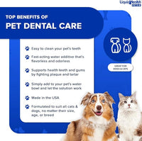 LIQUIDHEALTH Pet Dental Care Water Additive for Dogs & Cats - Fast Acting Pet Bad Breath Freshener, Dog Mouth Wash, Animal Oral Dental Rinse, Plaque & Tartar Teeth Cleaning Solution (3-Pack)