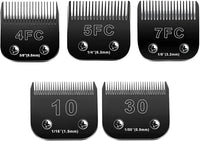 10 Blades Dog Grooming Blades Compatible with Andis/Oster A5/Wahl KM-10 Series Dog Clippers,Detachable Clipper Replacement Blade,Black (5PCS Black-#10+30+4FC+5FC+7FC)