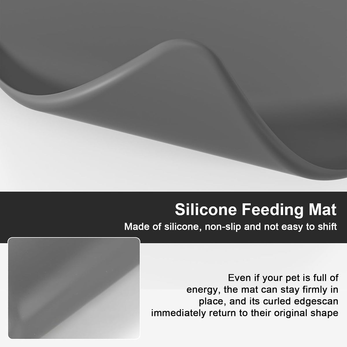 Large Pet Feeding Mat Spillproof Raised Edges Nonslip 24"x16" Beige – Essentials for Cats - Gray / 19"L x 12"W - image 4