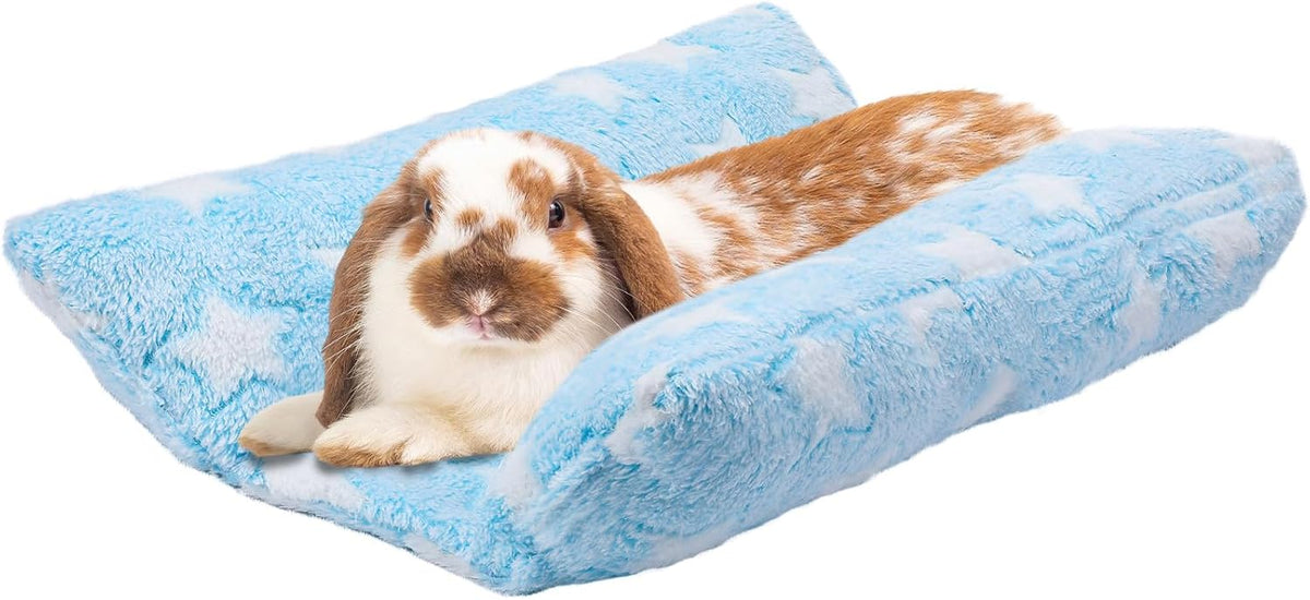 15.7" x 14" Bunny Bed for Rabbit Cage, Thickened & Soft – Daily Care for Small Pets - Light blue - Star / 15.7 x 14In