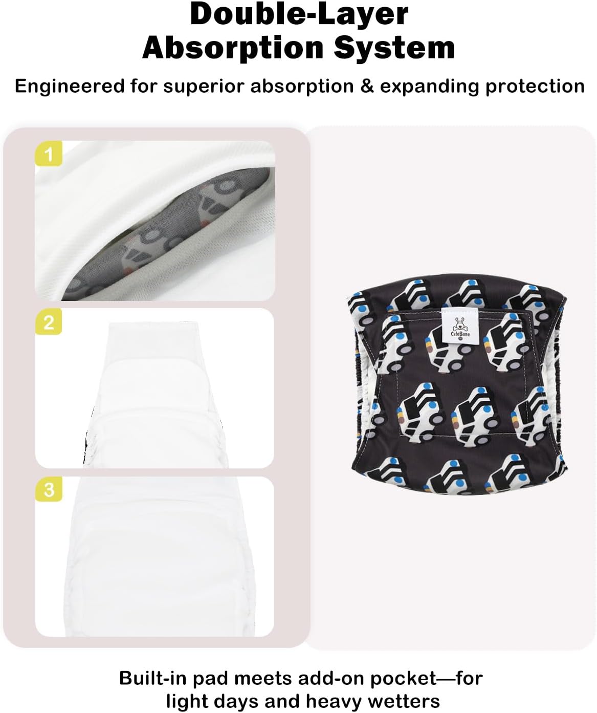 CuteBone Dog Belly Bands for Male Dogs Wraps Washable Doggie Diapers - Color Cruisers / M(14"-17") - image 3