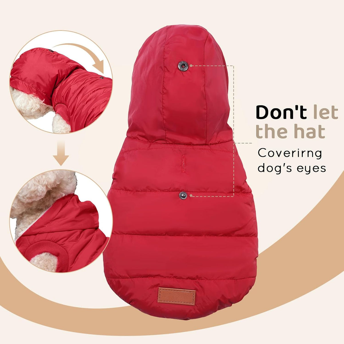 Vecomfy Warm Dog Coats with Hoodie - XX-Large / Red - image 2