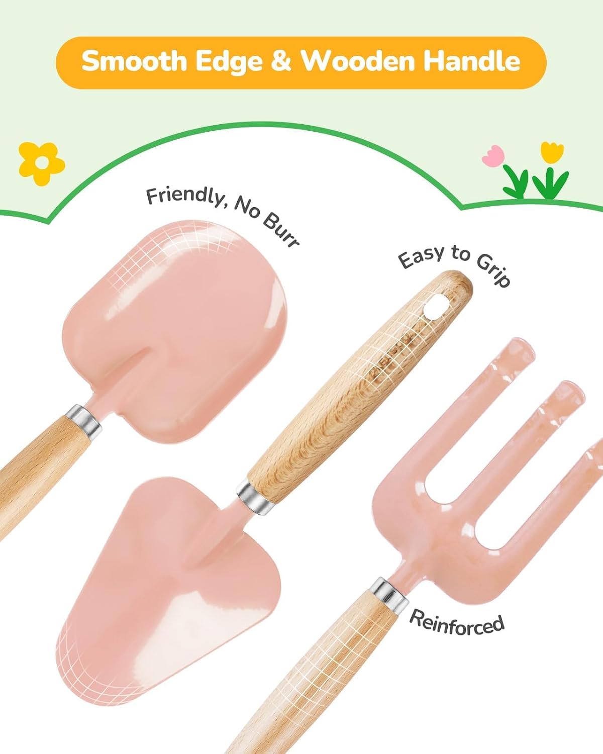 Grenebo 8-Piece Kids Gardening Set with Garden Tools for Kids - C-pink - image 3