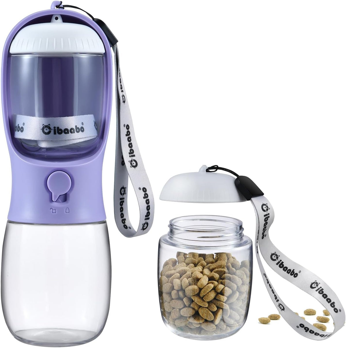 Dog Water Bottle Portable with Food Container & Filter for Travel – Essentials for Dogs - #06 Purple / 10oz