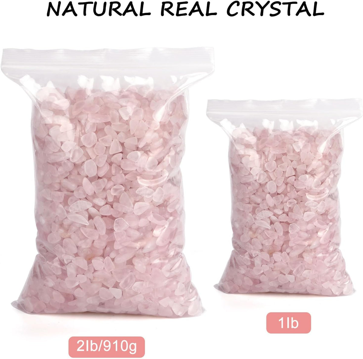 gemshan 2lb Rose Quartz Chips Natural Crushed Crystal Chip Bulk - Rose Quartz - image 3