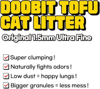I'm Gonna Pee, DOOBIT Tofu Cat Litter 100% Natural,1.5mm Fine Cut,Toilet Flushable,Solubility in Water,Clumping,Ultra Absorbent, Really Dust-Free,Less Scattering,Safe for Environment (5.7lb x 4pack)