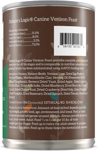 Nature's Logic Grain-Free Canned Dog Food - 95% Animal Proteins - 100% Natural Wet Dog Food Cans - No Common Allergens - All Life Stages - Ideal for Sensitive Dogs - Venison (13.2 oz, 12 pack)