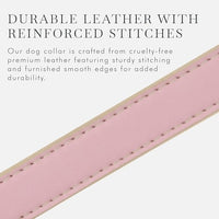 Cupertino Dog Collars, Harnesses & Leashes Made from Vegan Leather with Dog Tracker Device Holder Adjustable Dog Collar (Medium, Pink)