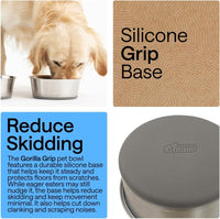 GORILLA GRIP Dog Bowl Set, Food Grade 304 Stainless Steel, 8 Cup - Gray / 4 Cup (Set of 2) - image 3