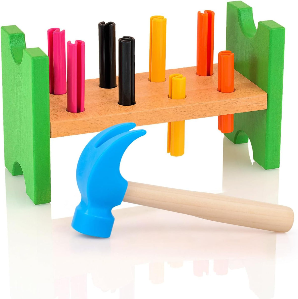 Fowecelt Wooden Hammer Toys Simulation Hammers Maintenance Tools - Blue - image 4