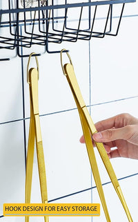 JETKONG 2 Pcs 12-Inch Cooking Tweezers Stainless Steel Food Tweezers Kitchen Tweezer Tongs (Gold)