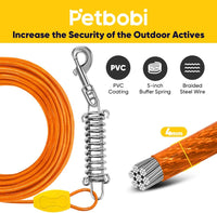 Petbobi Dog Tie Out Cable and Stake - 50 ft (120 lbs) / Orange - image 2