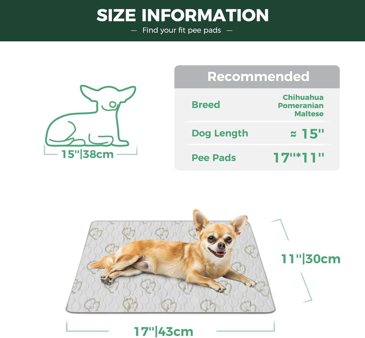 FXW Washable Pee Pads for Dogs, Super Absorbent - 11" x 17" / 4 Packs - image 2
