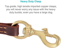 Braided Leather Dog Training Leash 6 Foot - M - 6 ft x 5/8 inch / Reddish Brown - image 2