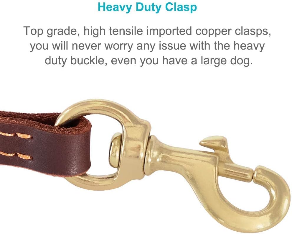 Braided Leather Dog Training Leash 6 Foot - M - 6 ft x 5/8 inch / Reddish Brown - image 2