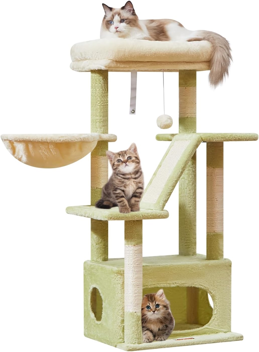 Taoqimiao Cat Tree, Suitable for Kittens - Green and Beige / 38.5 Inches