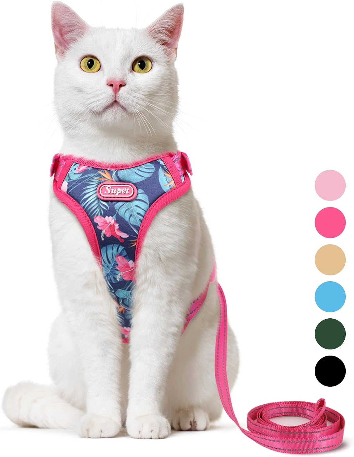 Supet Cat Harness and Leash Escape Proof for Walking - Rose / M (chest: 15-22.5")