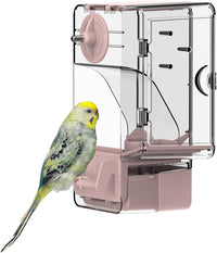 Automatic Bird Feeder, Bird Cage Feeder with Perch Multi-Functional Holder for Fruits Vegetables - Pink
