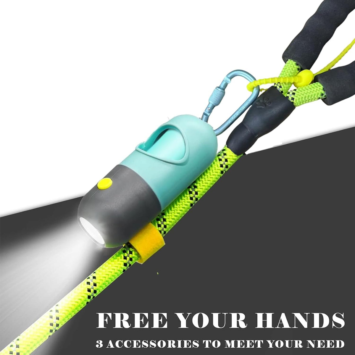 Dog Poop Bag Holder Dispenser with LED Flashlight – Essentials for Dogs - Crystal Blue - image 2