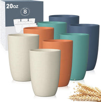 Wrova set of 8 black reusable wheat straw cups, 20 oz, stackable - view 3