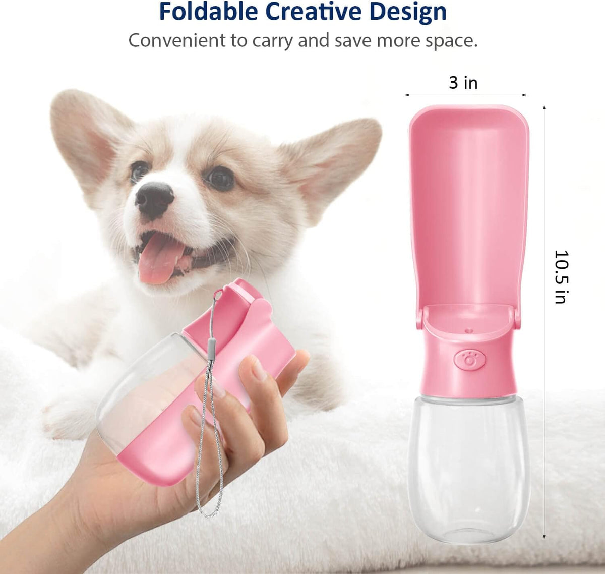 WePet Foldable Portable Dog Water Bottle Puppy Water Dispenser - #03 Pink / 12 oz - image 2
