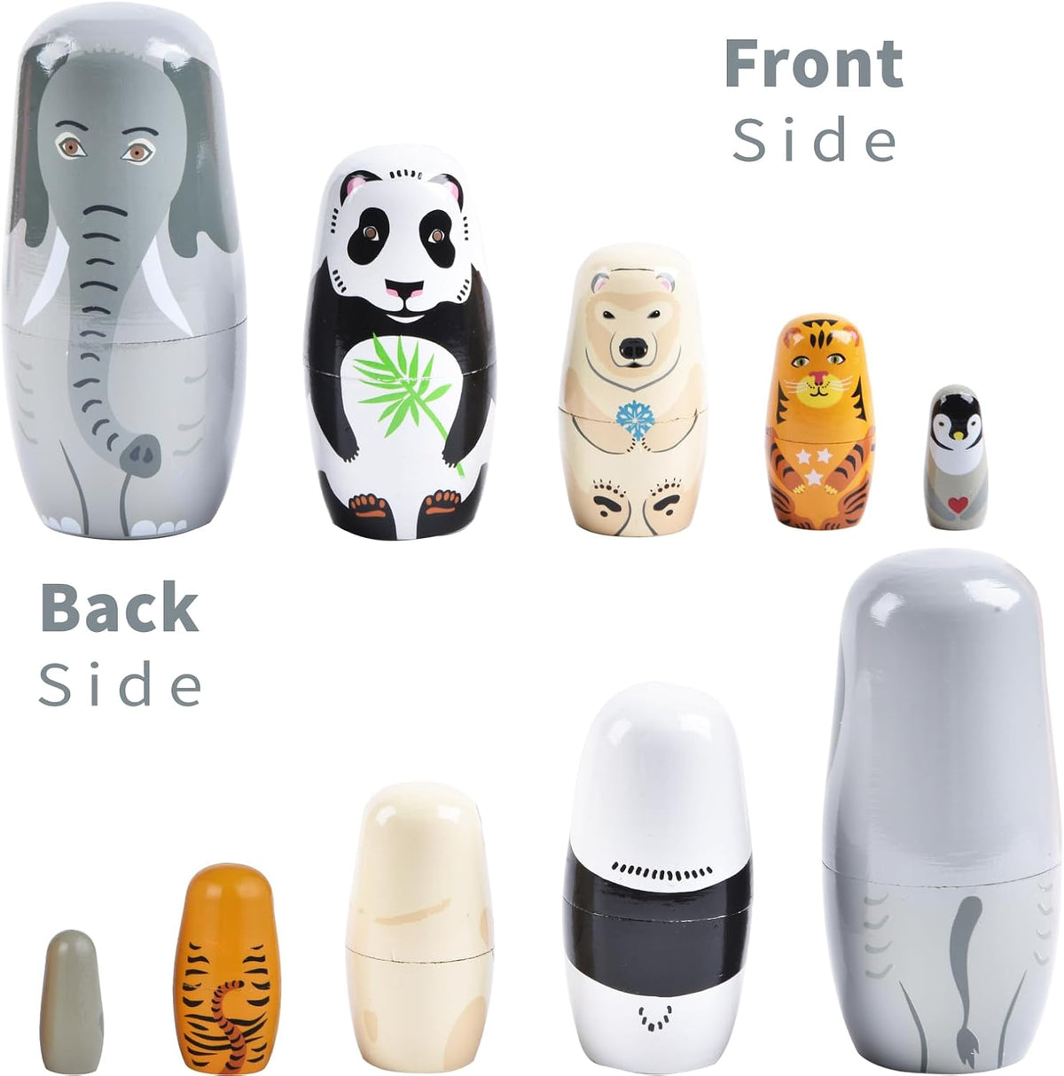 Russian Nesting Dolls, Bear Wooden Stacking Set - Elephant - image 3
