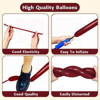 260 Clear Long Balloons for Animals - Burgundy - image 4