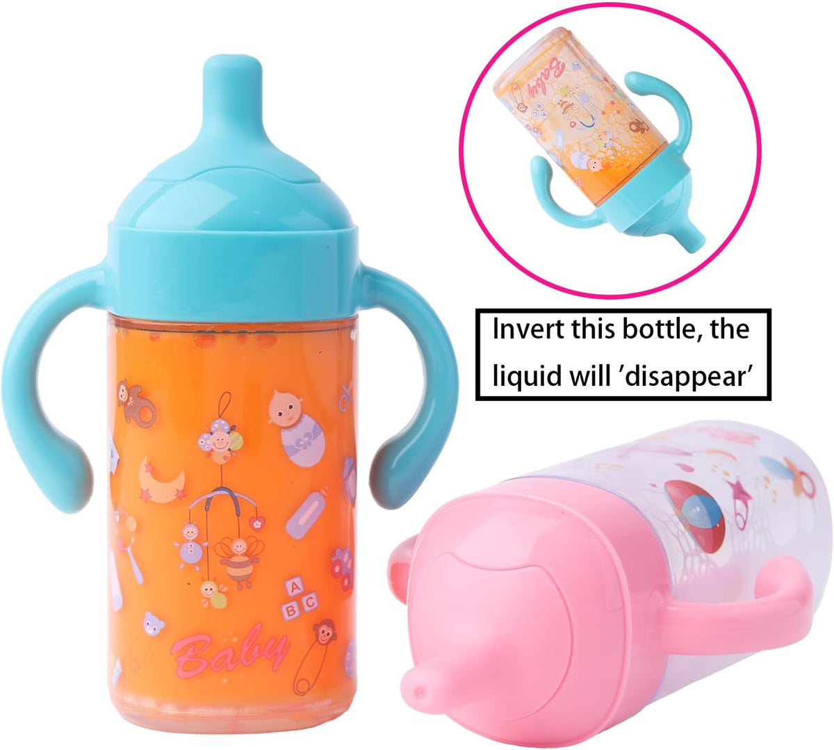 Beem Jun pink baby doll bottles and pacifiers set in a clear zippered bag - view 10