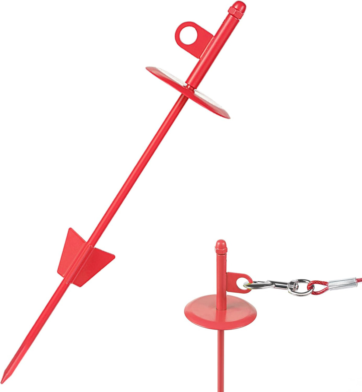 Dog tie-Out Stake for Dogs - Red