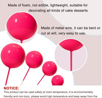 ASTARON 20 Pcs Gold Balls Cake Topper Decorations for Birthday Cake - Hot Pink - image 3