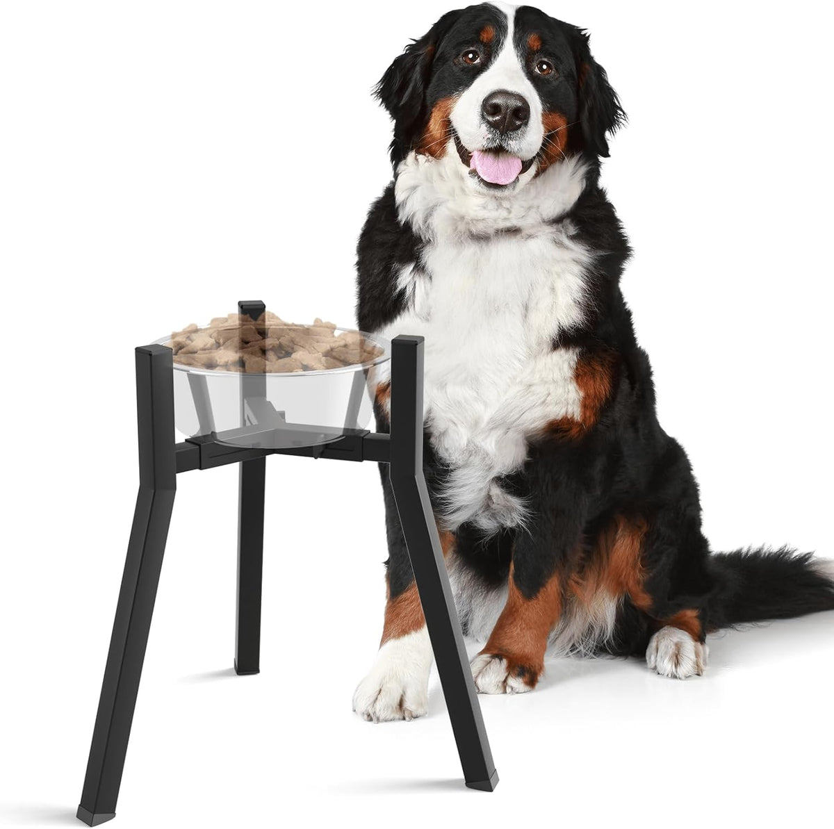 SHAINFUN Adjustable Metal Raised Stand for Large & XL Breeds - Black-FX / Height: 16.9", Width: 8.3-12.6"