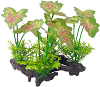 Aquarium Plant Fish Tank Decoration Small Plastic Artificial Plant - Rainforest Leafs-pink-small-set - image 4