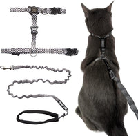 Travel Cat Harness and Bungee Leash Set, Large Cats, Kitten - Checkered